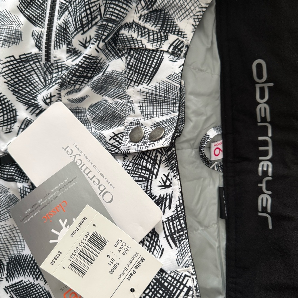 Obermeyer Monochrome Patterned ski / snowboard pants.  NWT